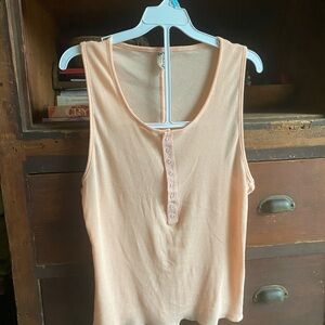 Free People Peach Button-Front Tank Top